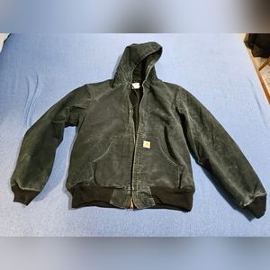 Carhartt work jacket with hood. Black